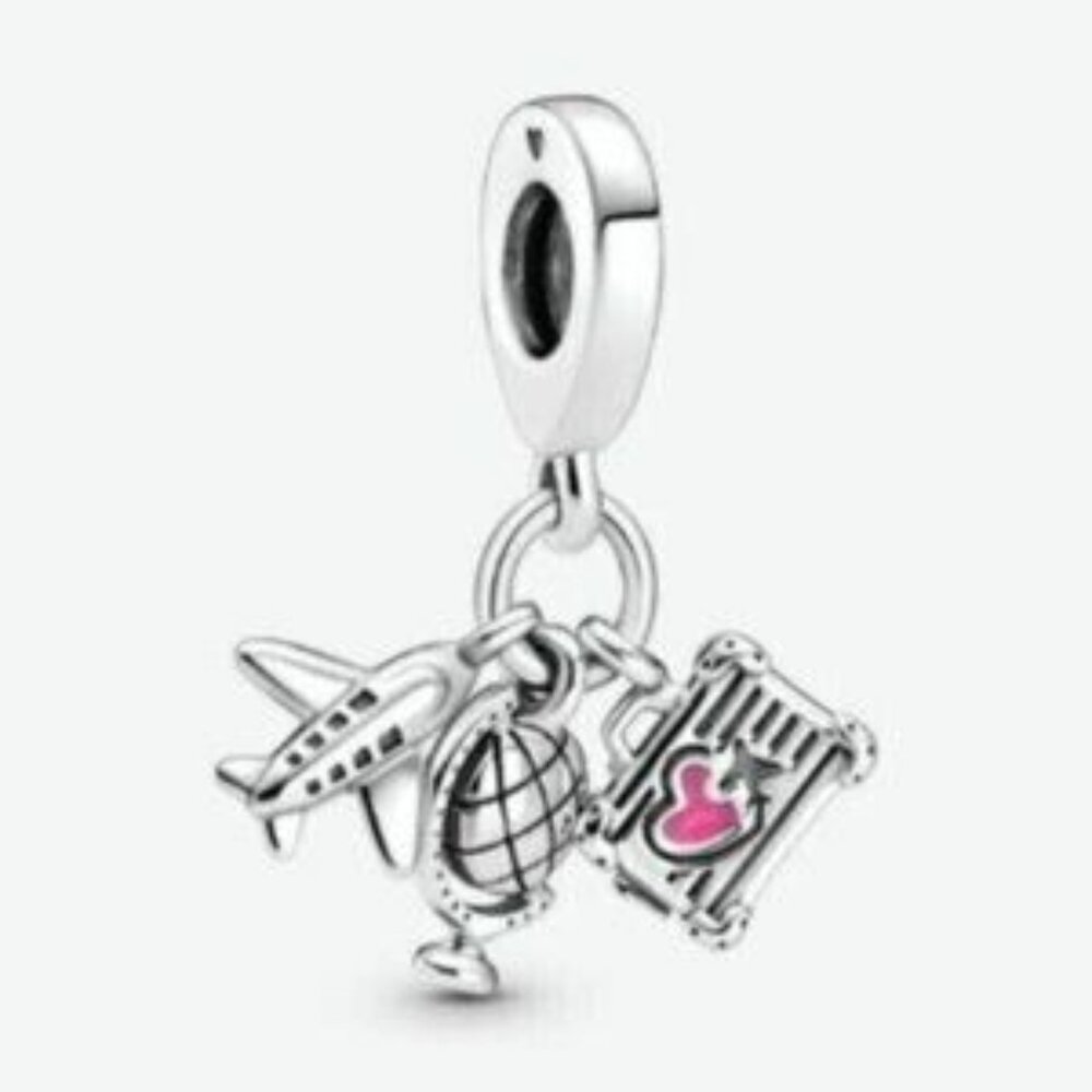 Pandora Silver Bracelet with Pink Travel Charms